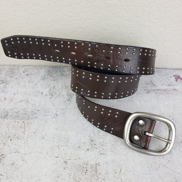 Vintage FOSSIL 100% Leather Belt Brown Studded size S Western Boho Grunge - Picture 2 of 11
